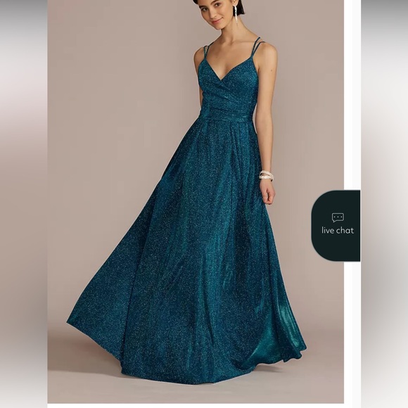 David’s Bridal Blue Glitter Gown - Picture 1 of 11